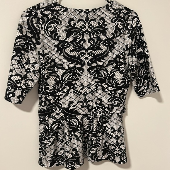 Anthropologie Postmark Leia Peplum Lace Flower Cottagecore Boho Black and White - Picture 3 of 3